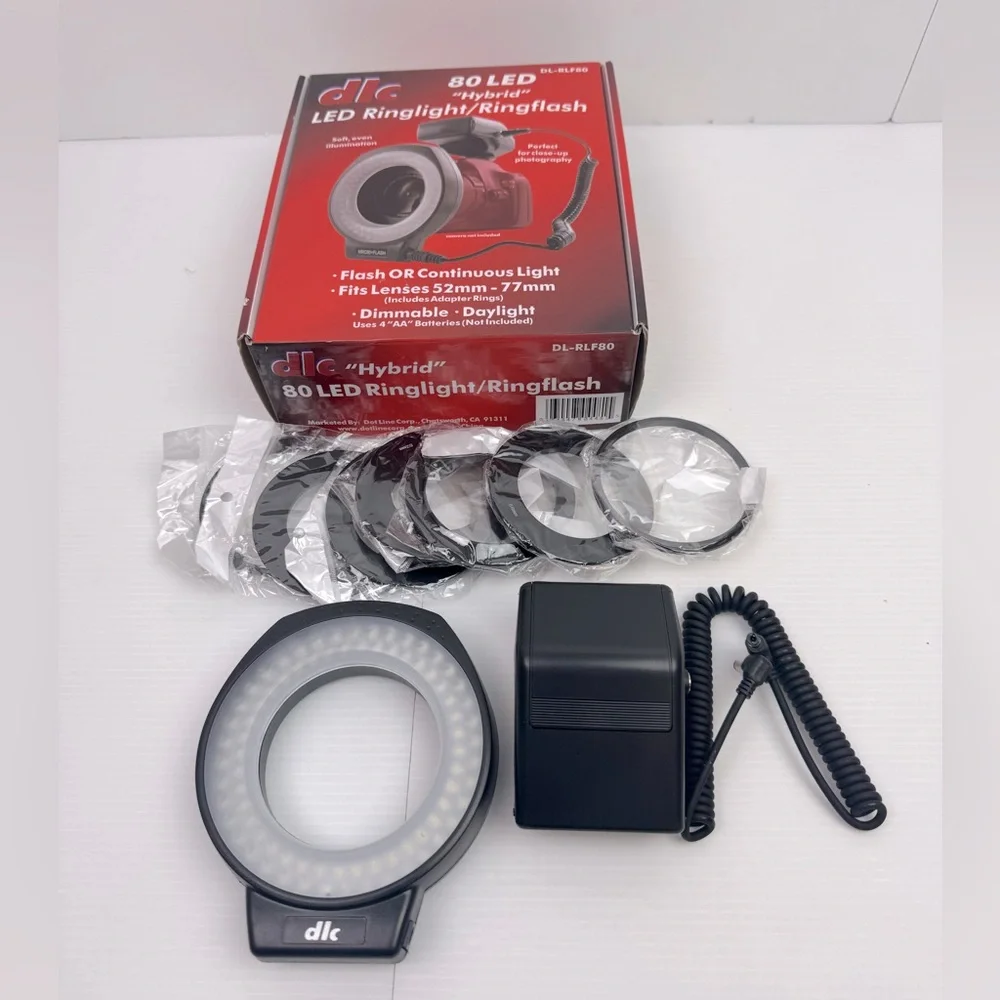 DLC DL-RLF80 LED Hybrid Hybrid Ringlight And Flash Open Box READ